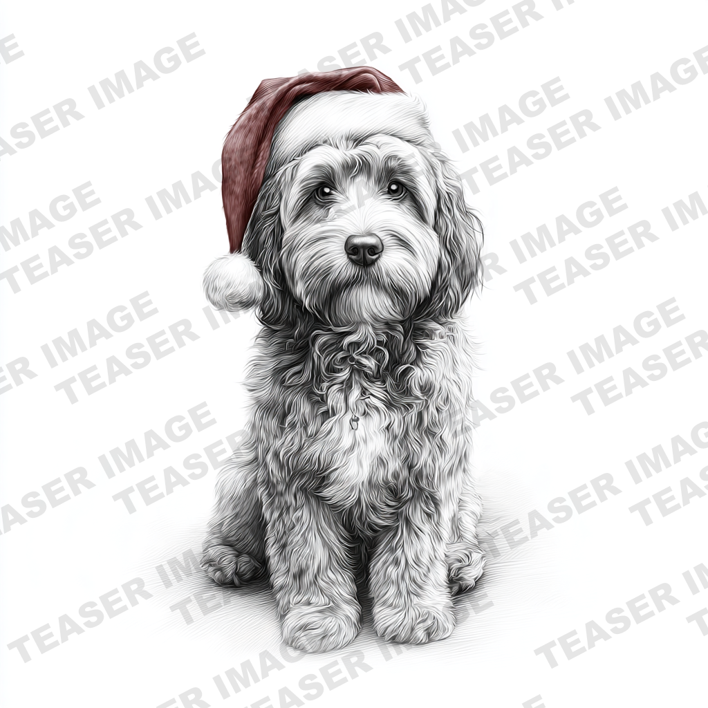 Sketchy Christmas Cockapoo (Set of 3)