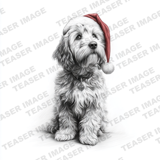 Sketchy Christmas Cockapoo (Set of 3)