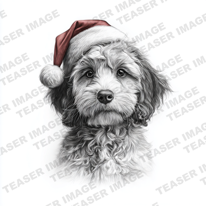 Sketchy Christmas Cockapoo (Set of 3)