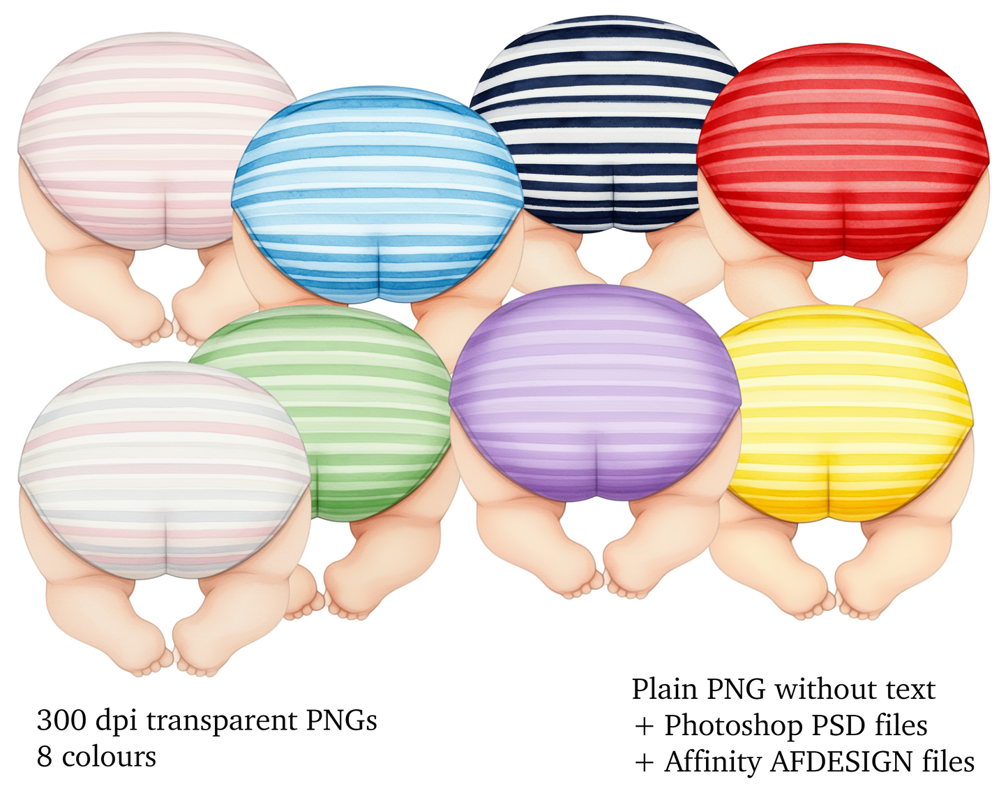 Baby Bums design - set of 8 (limited to 40)