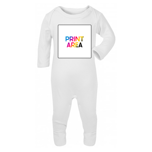 Long sleeved plain chest sleepsuit (white)